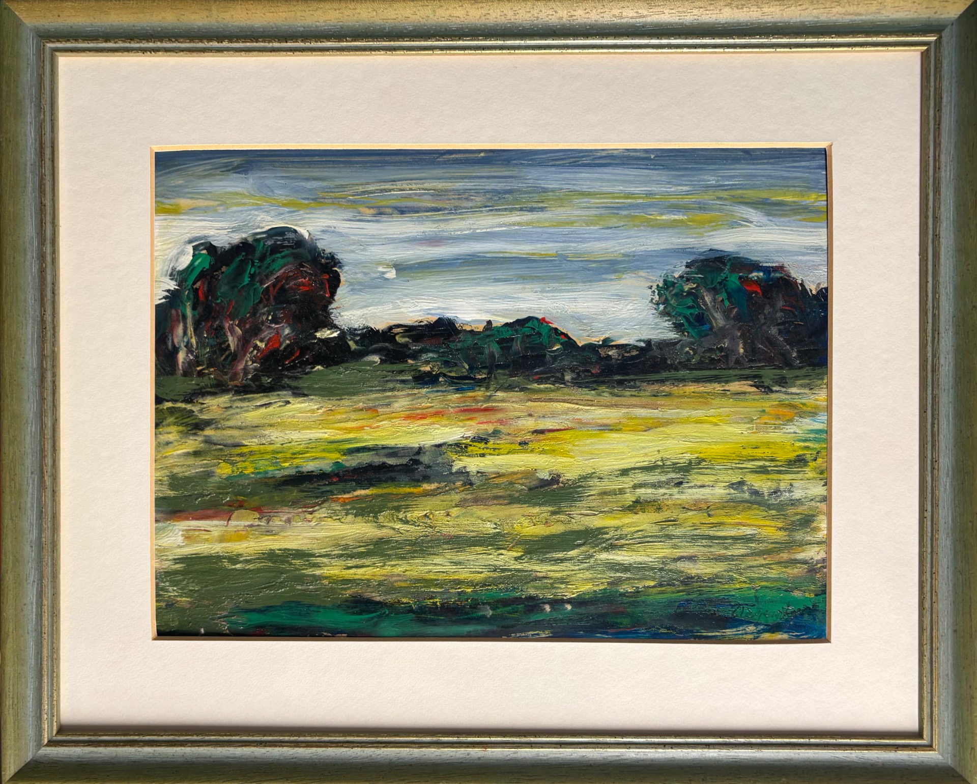 Manlio Argenti, paesaggio con alberi, olio su cartone
