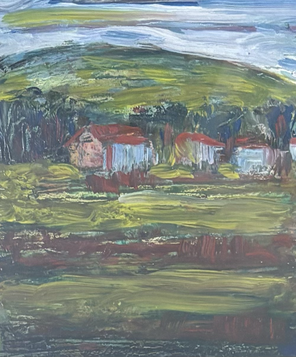 Manlio Argenti, Paesaggio con casolari, olio 