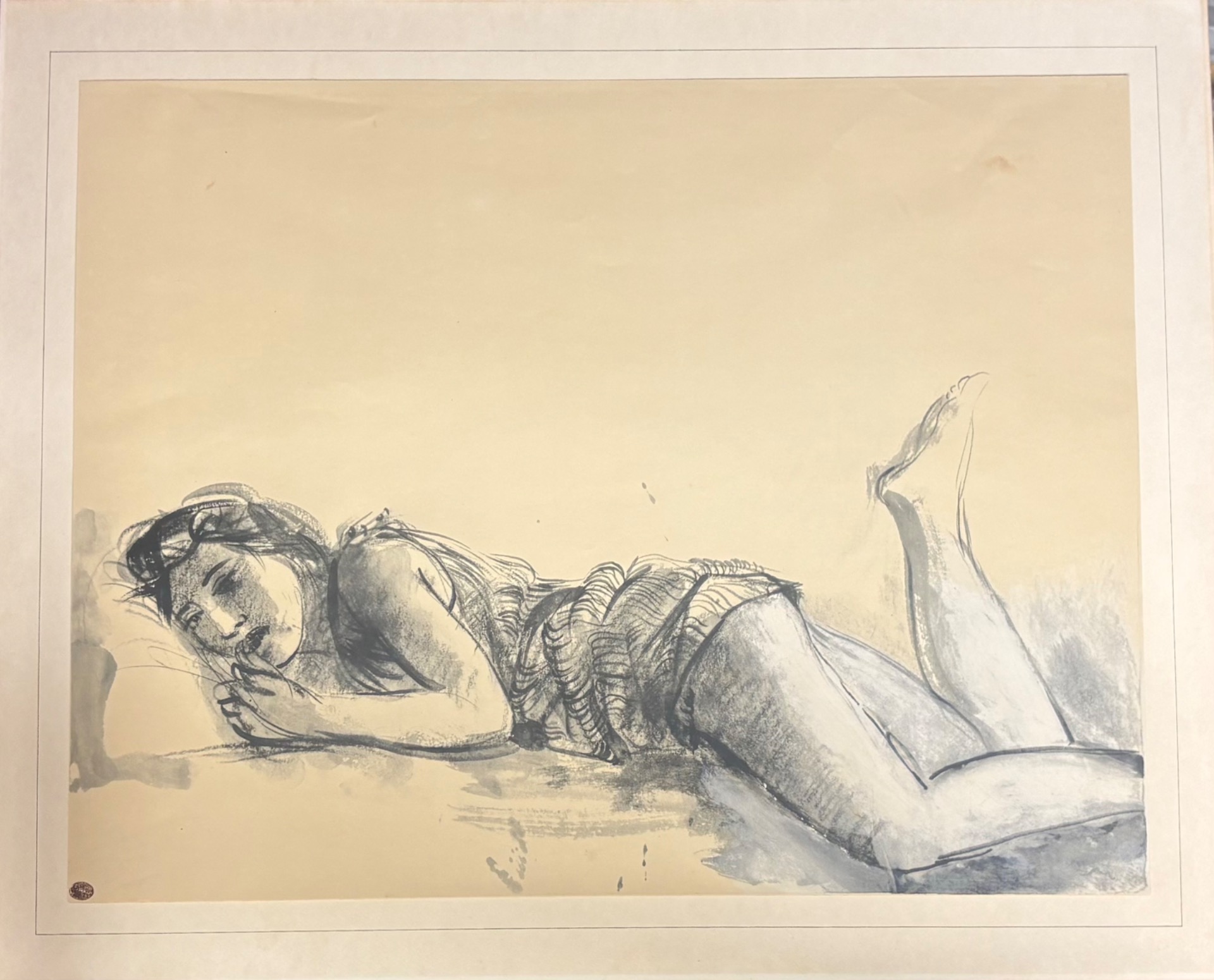 Giacomo Manzù, Figura sdraiata, litografia